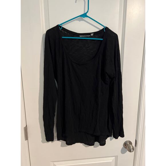 Athleta Long Sleeve Crew Neck Tee – Women’s Size Large – Black/Gray - Picture 1 of 5